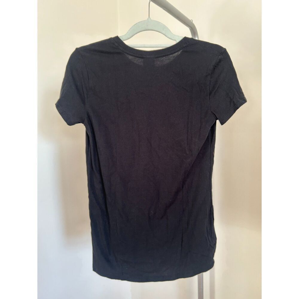 Victoria Secret PINK Short Sleeve Perfect T Shirt Black Shine Rhinestone Logo XS - Picture 2 of 5